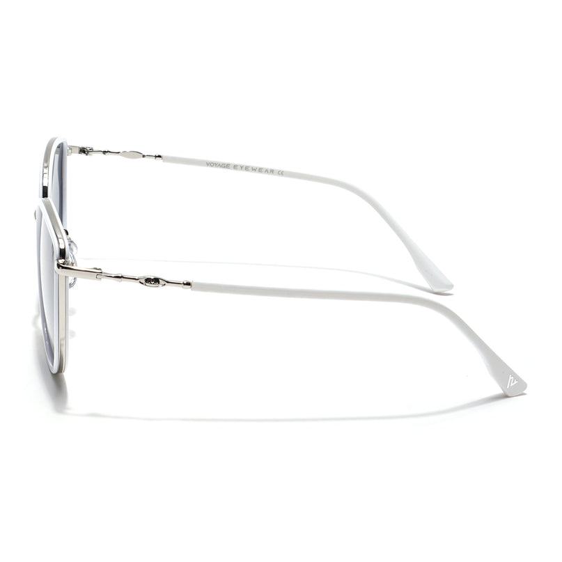Voyage Select Cateye Polarized Sunglasses (Black Lens | Silver & White Frame - SLPMG6249)