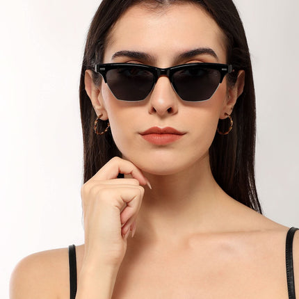 Eyejack Shine Black Half Rim Sunglasses for Women (2829CL1208)