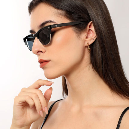 Eyejack Shine Black Half Rim Sunglasses for Women (2829CL1208)