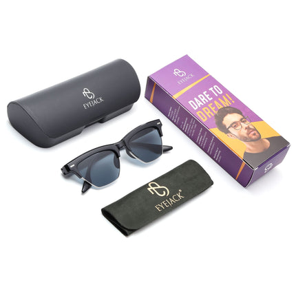 Eyejack Shine Black Half Rim Sunglasses for Women (2829CL1208)