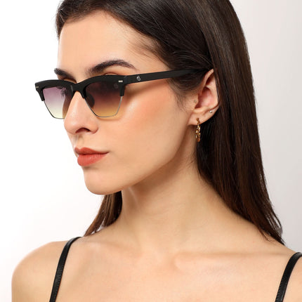 Eyejack Matt Black Half Rim Sunglasses for Women (2829CL1209)