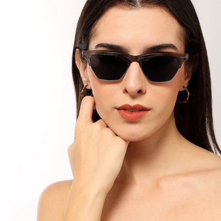 Eyejack Shine Grey Half Rim Sunglasses for Women (2829CL1210)