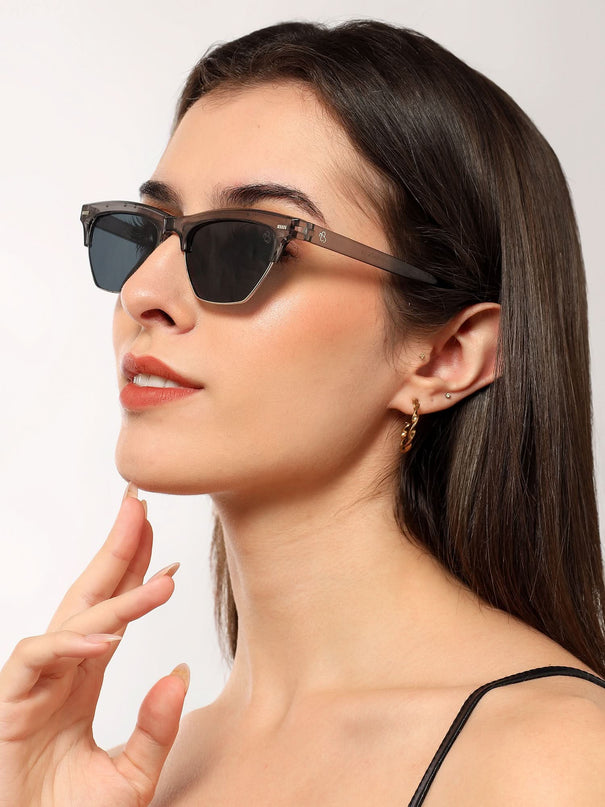 Eyejack Shine Grey Half Rim Sunglasses for Women (2829CL1210)