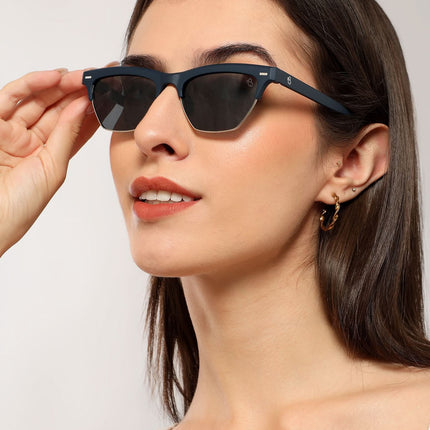Eyejack Blue Half Rim Sunglasses for Women (2829CL1212)