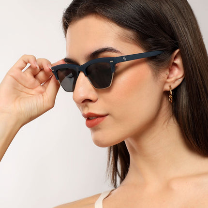 Eyejack Blue Half Rim Sunglasses for Women (2829CL1212)