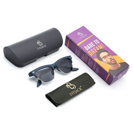 Eyejack Blue Half Rim Sunglasses for Women (2829CL1212)