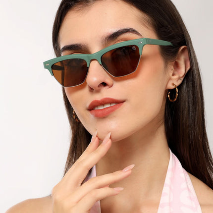 Eyejack Olive Half Rim Sunglasses for Women (2829CL1214)