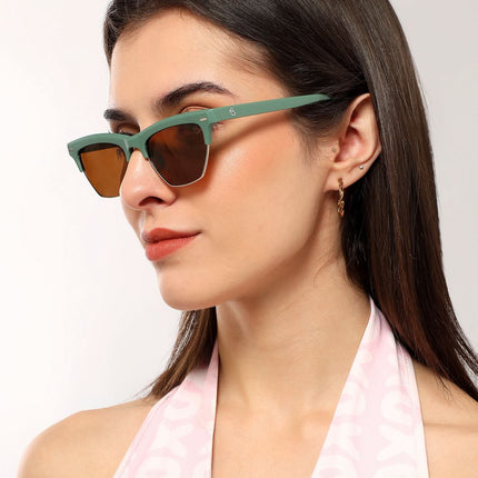 Eyejack Olive Half Rim Sunglasses for Women (2829CL1214)