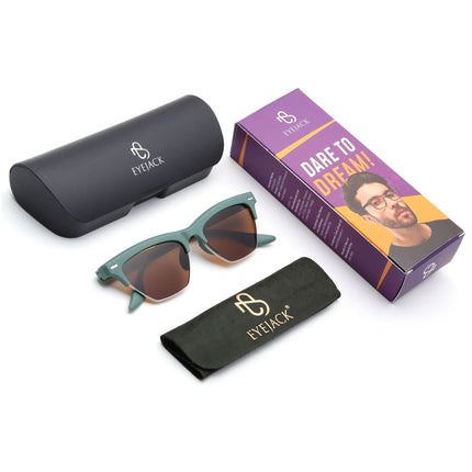 Eyejack Olive Half Rim Sunglasses for Women (2829CL1214)