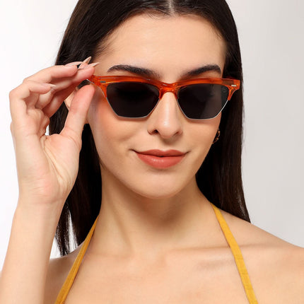 Eyejack Orange Half Rim Sunglasses for Women (2829CL1217)