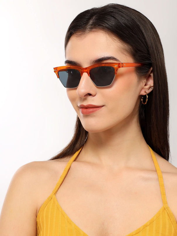 Eyejack Orange Half Rim Sunglasses for Women (2829CL1217)