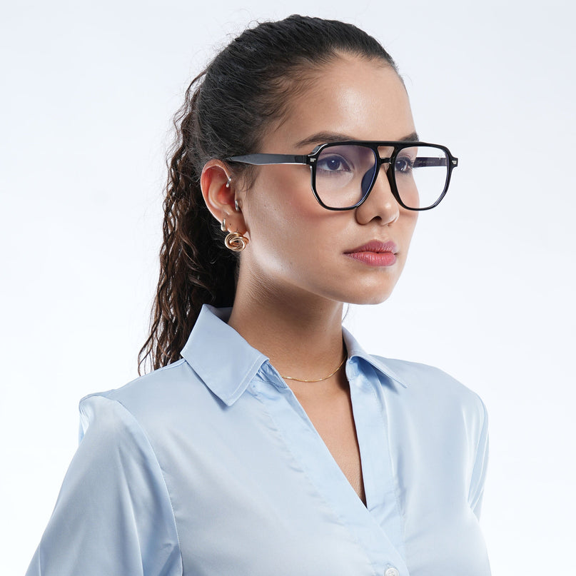 Voyage Black Wayfarer Eyeglasses for Men & Women - MG4372-C1