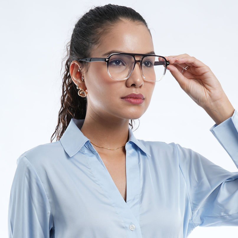 Voyage Black & Clear Wayfarer Eyeglasses for Men & Women - MG4373-C5