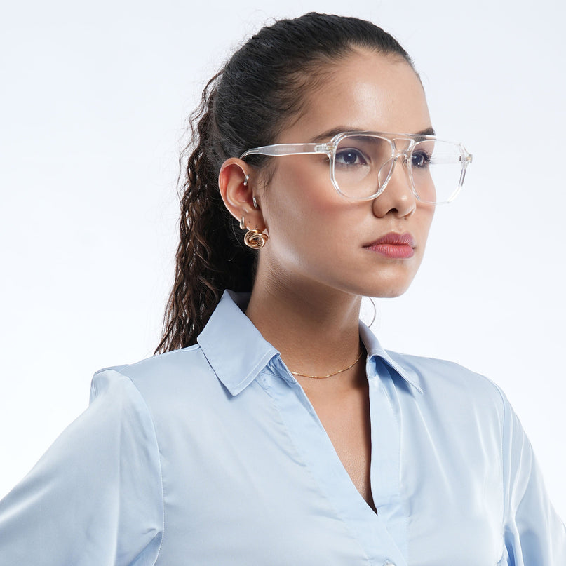 Voyage Transparent Wayfarer Eyeglasses for Men & Women - MG4374-C2