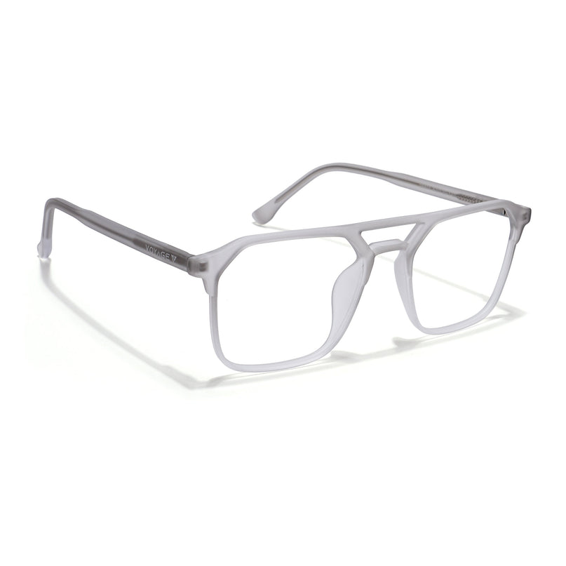 Voyage Thin Light Grey Square Eyeglasses for Men & Women - MG6502-C4