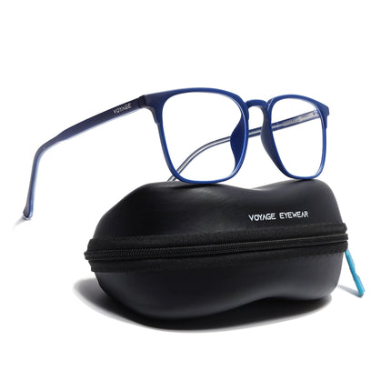 Voyage Blue Square Eyeglasses for Men & Women (28806FMG7589)
