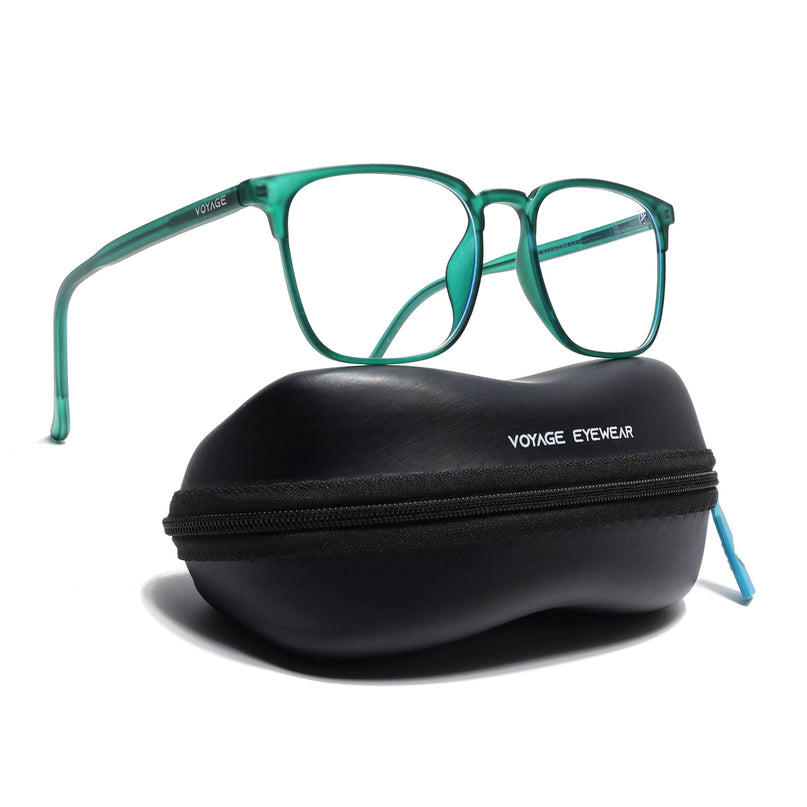 Voyage Green Square Eyeglasses for Men & Women (28806FMG7590)