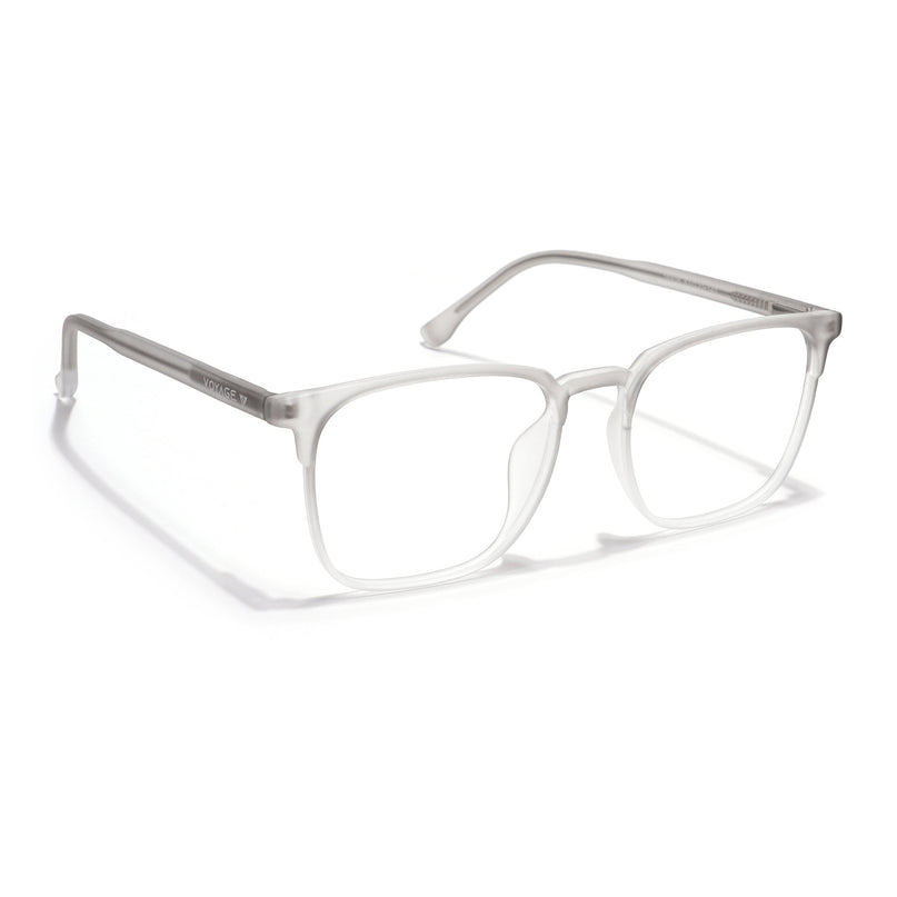 Voyage Thin Light Grey Square Eyeglasses for Men & Women - MG6523-C4