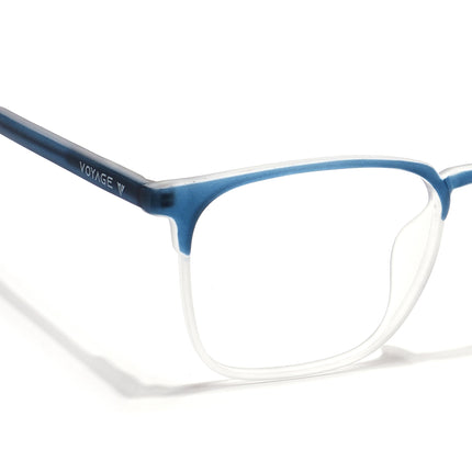 Voyage Thin Navy Blue & Transparent Square Eyeglasses for Men & Women - MG6525-C6