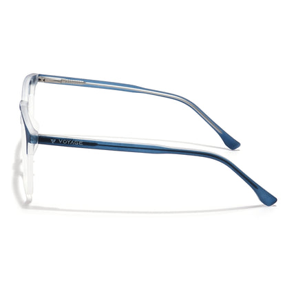 Voyage Thin Navy Blue & Transparent Square Eyeglasses for Men & Women - MG6525-C6