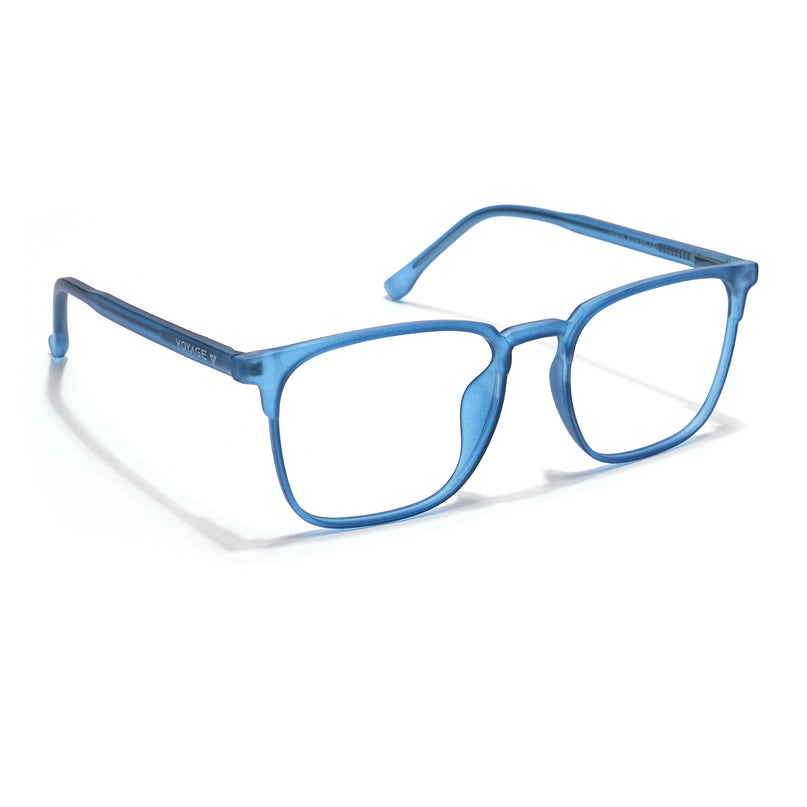 Voyage Thin Navy Blue Square Eyeglasses for Men & Women - MG6526-C7