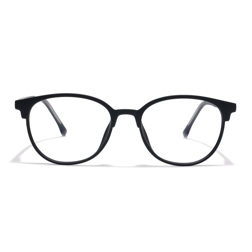 Voyage Thin Black Oval Eyeglasses for Men & Women - MG6527-C1