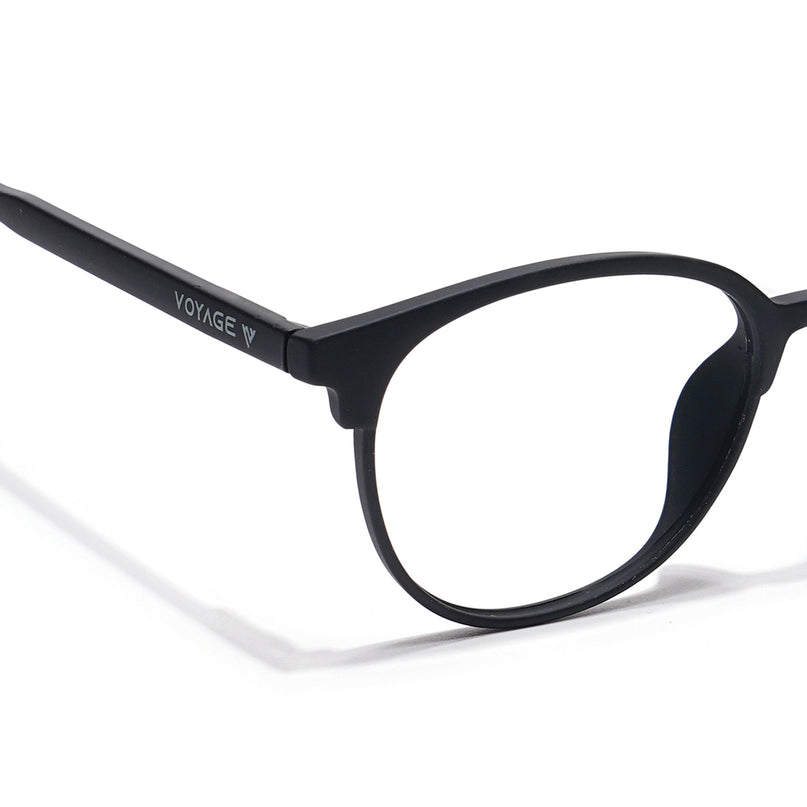 Voyage Thin Black Oval Eyeglasses for Men & Women - MG6527-C1