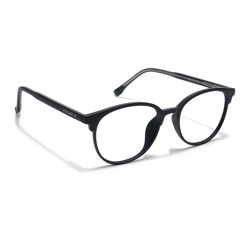 Voyage Thin Black Oval Eyeglasses for Men & Women - MG6527-C1