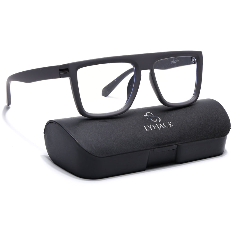 Eyejack Grey Square Eyeglasses for Men & Women (2901FCL2082-C2)