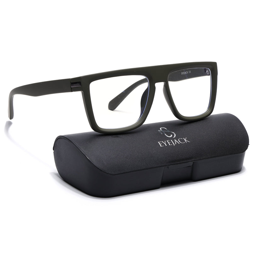 Eyejack Green Square Eyeglasses for Men & Women (2901FCL2085-C5)