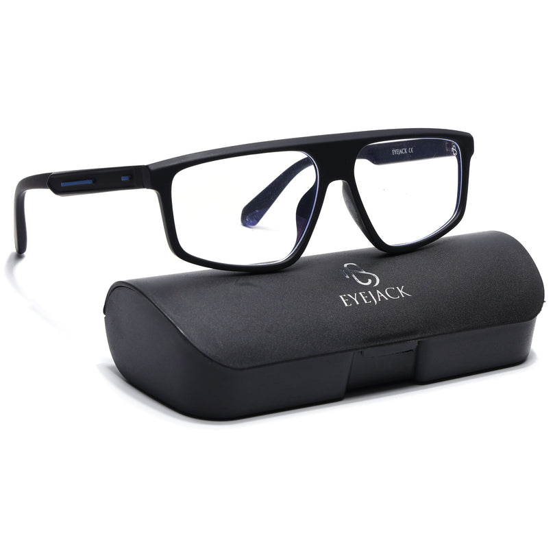 Eyejack Black Rectangle Eyeglasses for Men & Women (2902FCL2087-C1)