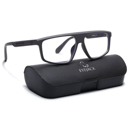 Eyejack Grey Rectangle Eyeglasses for Men & Women (2902FCL2088-C2)