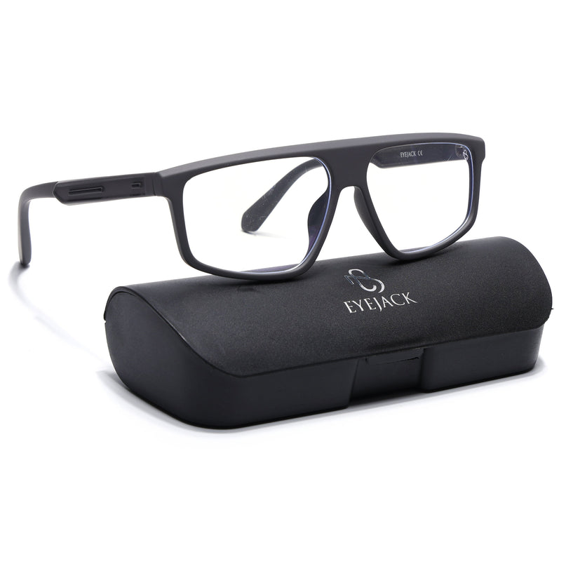 Eyejack Grey Rectangle Eyeglasses for Men & Women (2902FCL2088-C2)
