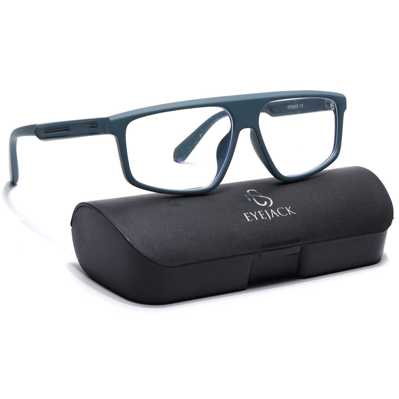 Eyejack Blue Rectangle Eyeglasses for Men & Women (2902FCL2090-C4)