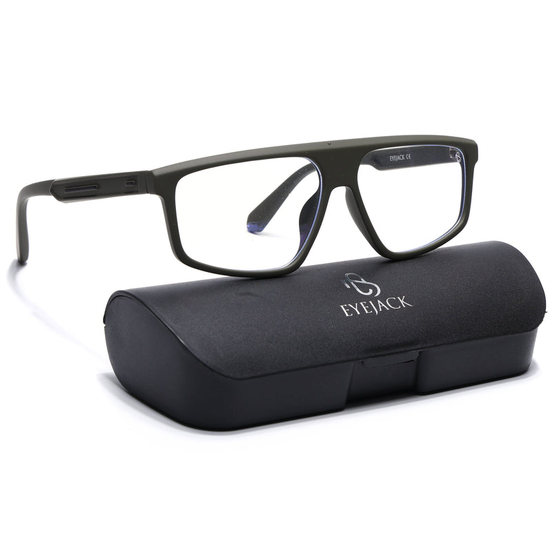 Eyejack Green Rectangle Eyeglasses for Men & Women (2902FCL2091-C5)