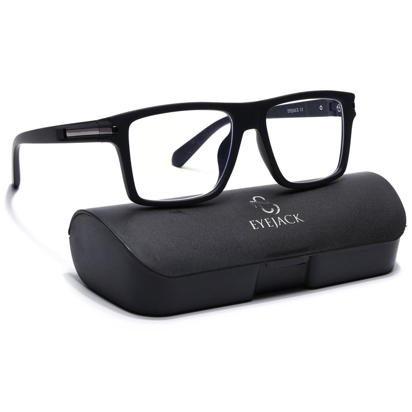 Eyejack Black Square Eyeglasses for Men & Women (2903FCL2093-C1)