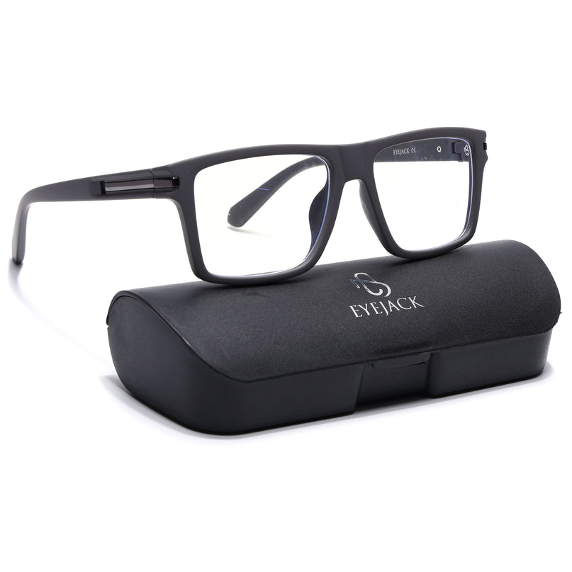 Eyejack Grey Square Eyeglasses for Men & Women (2903FCL2094-C2)