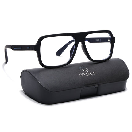 Eyejack Black Wayfarer Eyeglasses for Men & Women (2904FCL2099-C1)