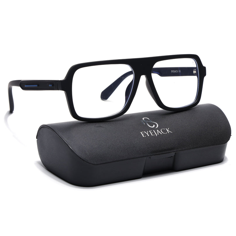 Eyejack Black Wayfarer Eyeglasses for Men & Women (2904FCL2099-C1)
