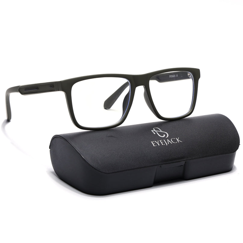 Eyejack Green Square Eyeglasses for Men & Women (2905FCL2109-C5)