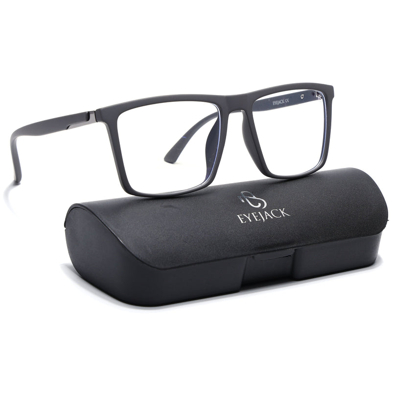 Eyejack Grey Square Eyeglasses for Men & Women (2906FCL2112-C2)