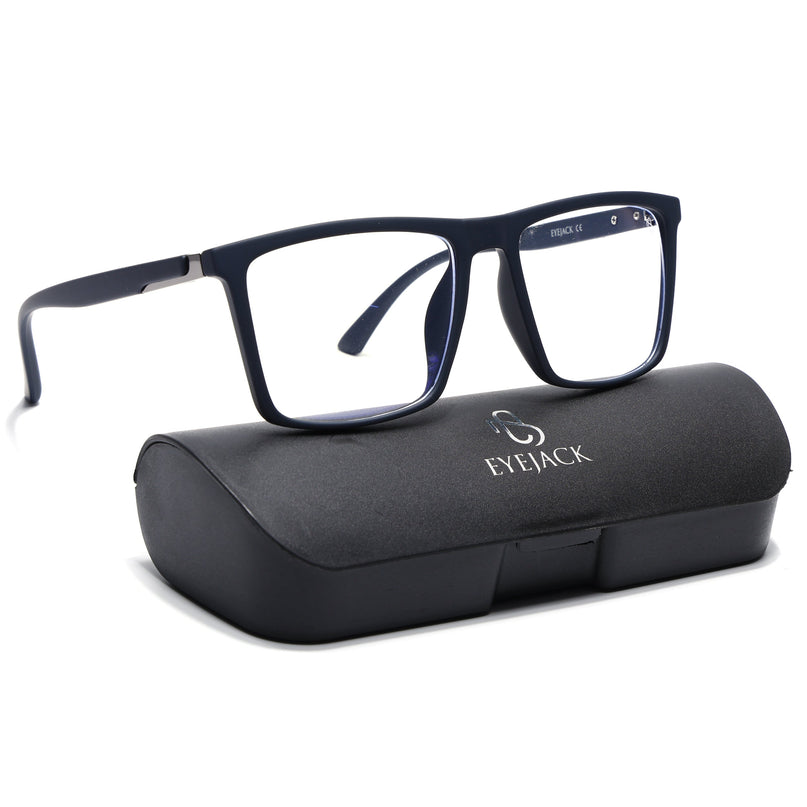 Eyejack Navy Blue Square Eyeglasses for Men & Women (2906FCL2113-C3)