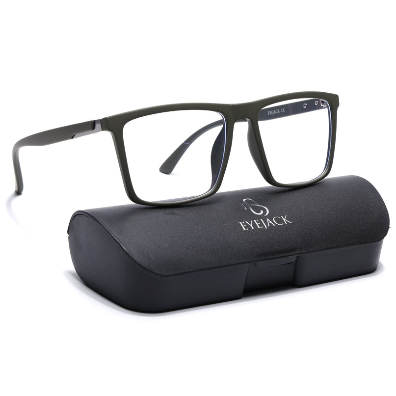 Eyejack Green Square Eyeglasses for Men & Women (2906FCL2115-C5)