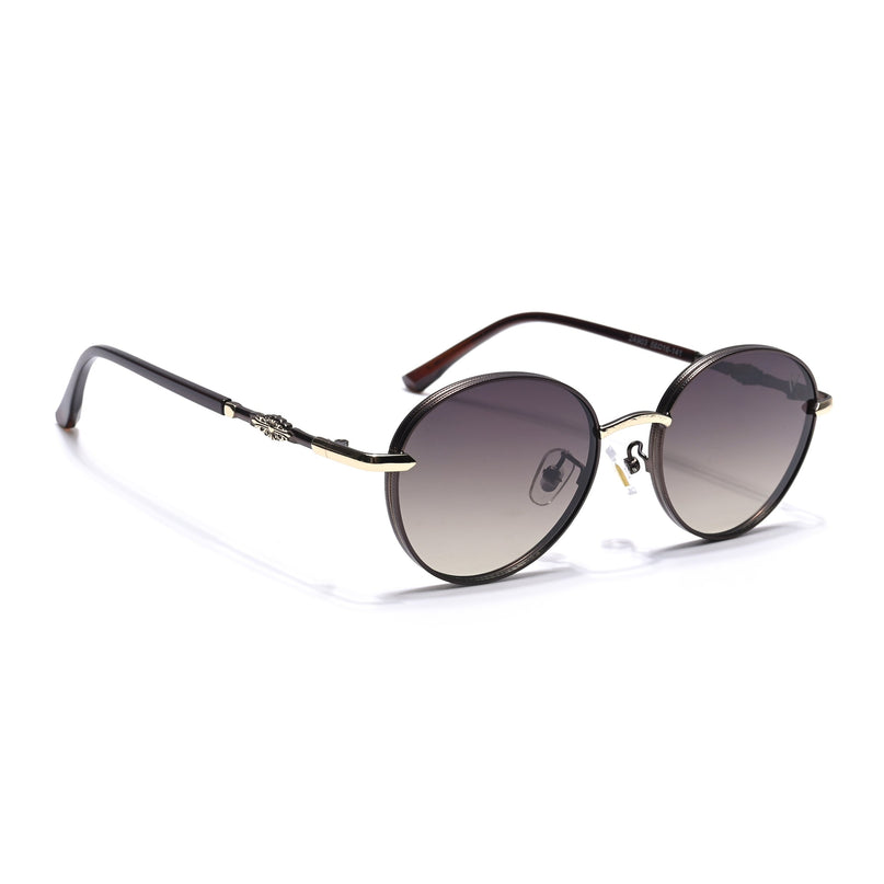 Shadow | Brown & Golden Round Sunglasses | Olive Lens - MG6730