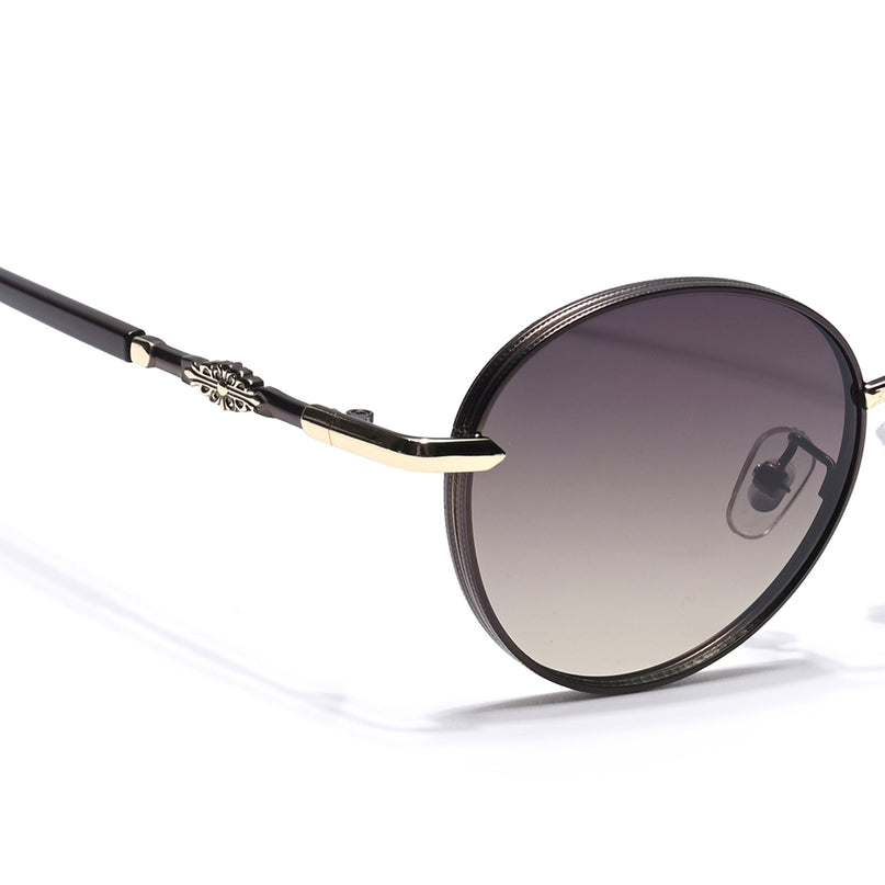 Shadow | Brown & Golden Round Sunglasses | Olive Lens - MG6730