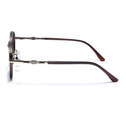 Shadow | Brown & Golden Round Sunglasses | Olive Lens - MG6730