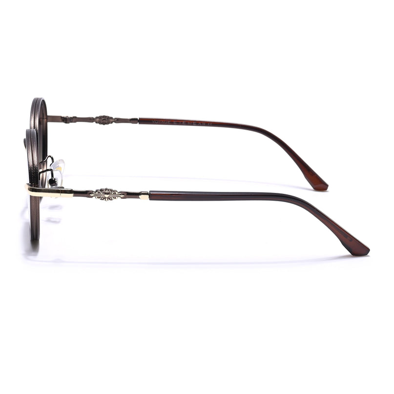 Shadow | Brown & Golden Round Sunglasses | Olive Lens - MG6730