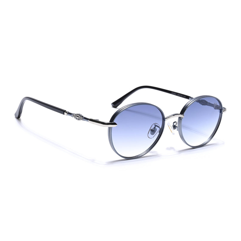 Shadow | Silver Round Sunglasses | Blue & Clear Lens - MG6731