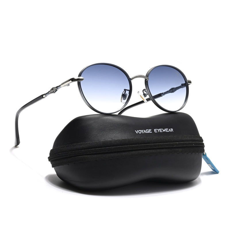 Shadow | Silver Round Sunglasses | Blue & Clear Lens - MG6731