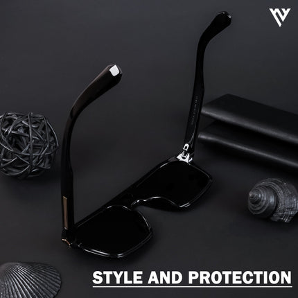 Ridge | Shine Black Wayfarer Polarized Sunglasses - PMG4346